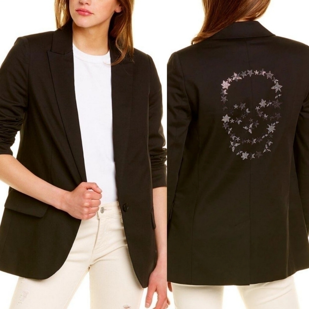 New Zadig & Voltaire Viva Skull Stars Strass Black Blazer Suit Jacket NWT 34/XS